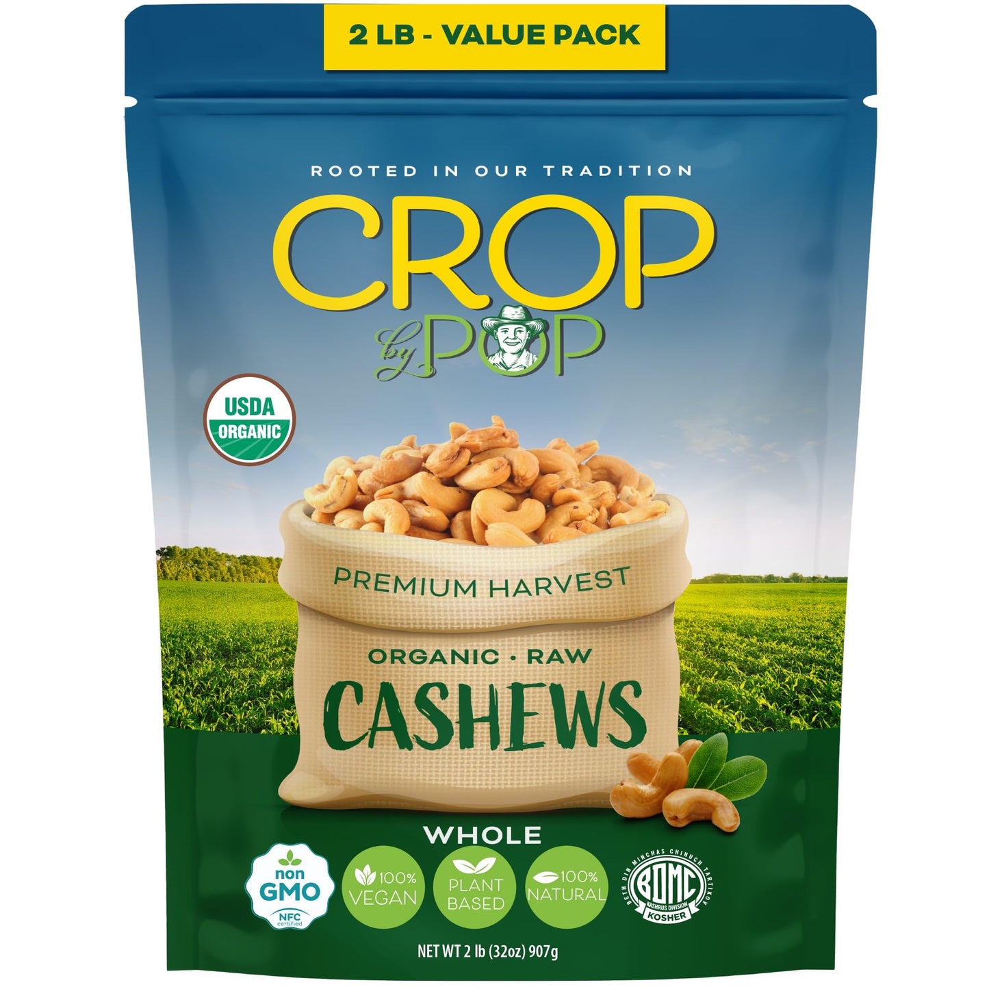 Organic Raw Whole Cashews, Unsalted, Shelled, Packed Fresh in Resealable Bag - USDA Organic, Non GMO -… — view 8