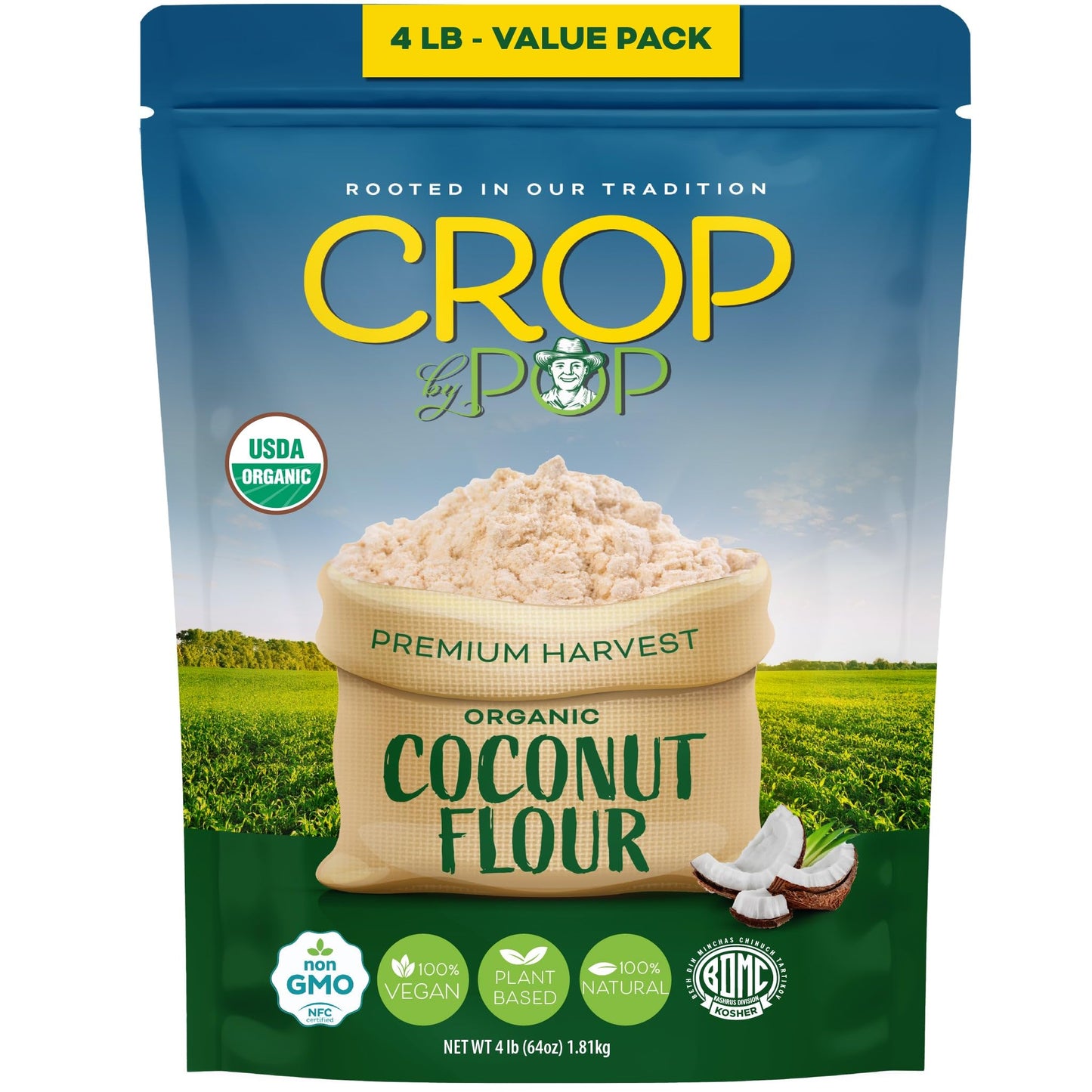 Organic Coconut Flour Packed Fresh in Resealable Bag - USDA Organic, Non GMO - Naturally Grown, Vegan, Kosher — view 8