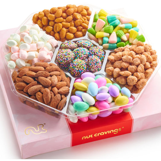 PLACEHOLDER IMAGE - Christmas candies and mixed nuts gift basket in a red and gold box, 7 assortments