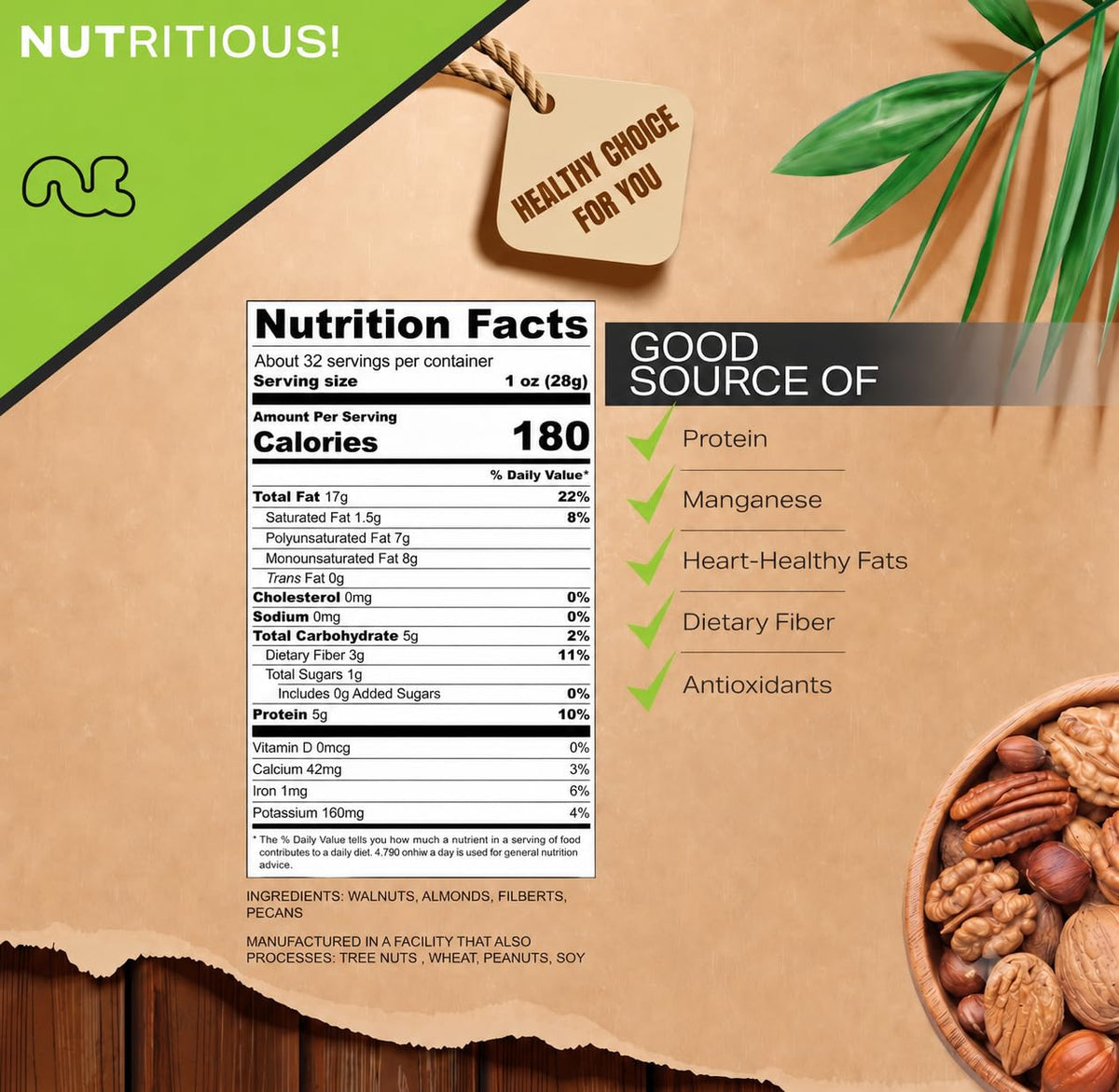 Raw Mixed Nuts, In Shell — No Brazil Nuts (Walnut, Almond, Filbert & Pecan) — photo 2