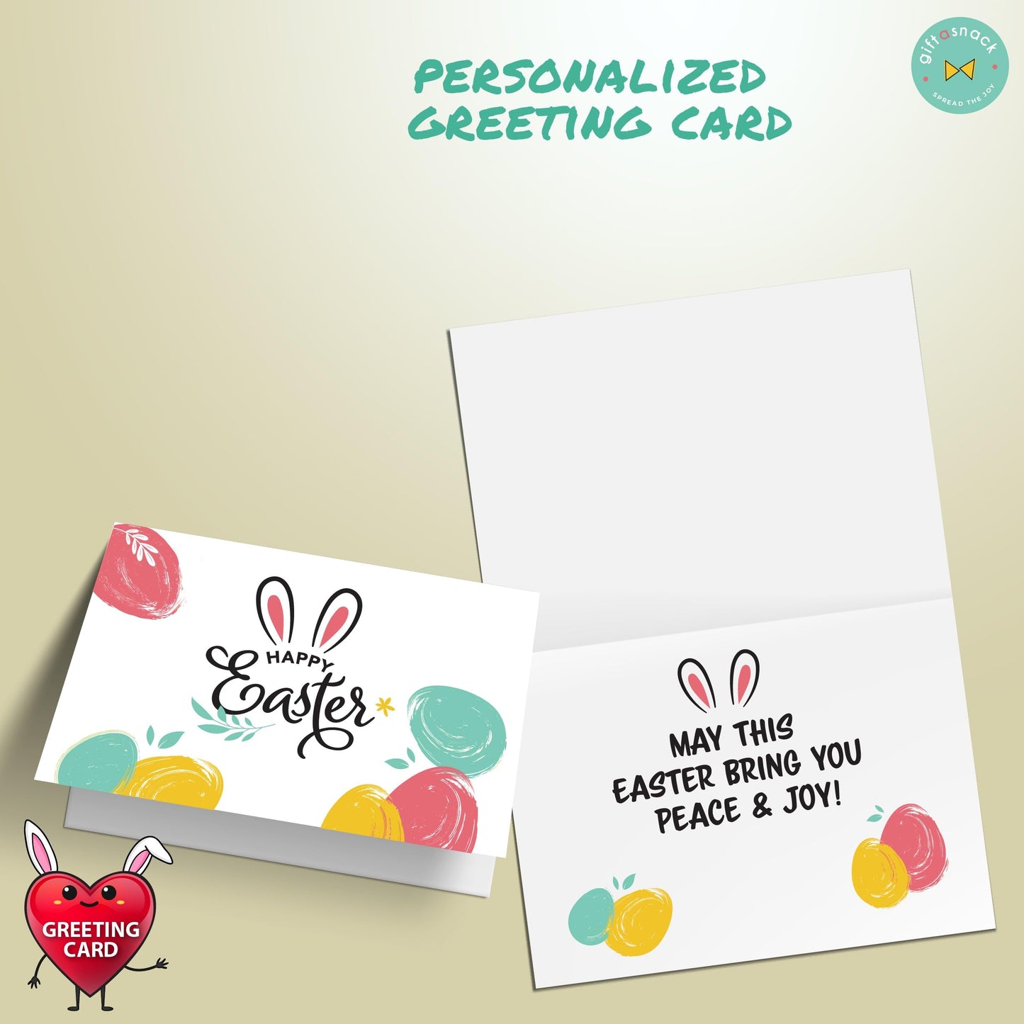 Gift A Snack - Easter Filled Egg & Bunny - Snack Box Variety Pack Care Package + Greeting Card Sweet Treats Gift Basket, Candies Chips Crackers Bars - Office Food Assortments
