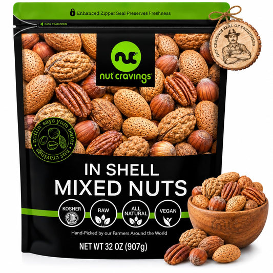 Raw Mixed Nuts, In Shell — No Brazil Nuts (Walnut, Almond, Filbert & Pecan)