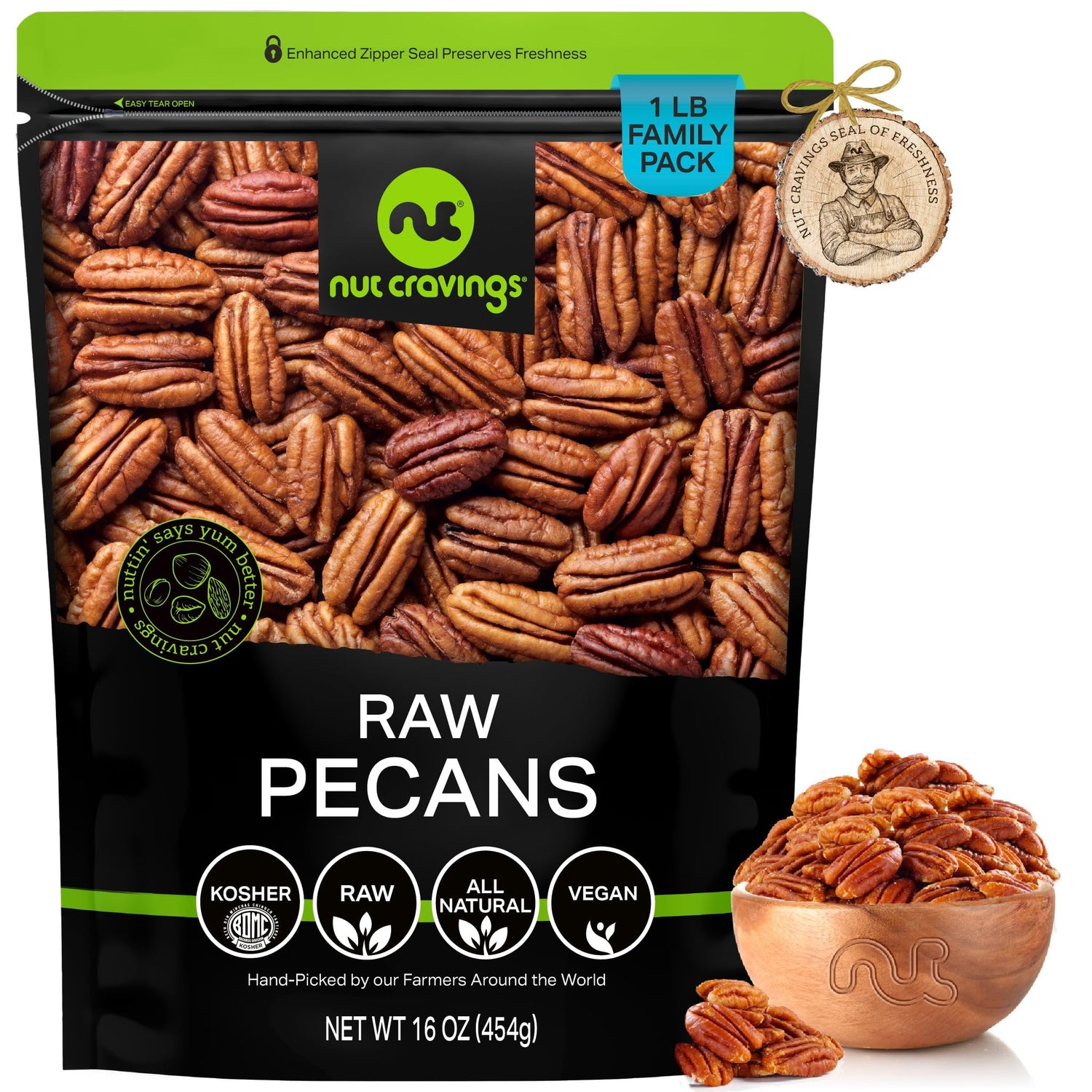 Raw Pecans Halves & Pieces, Unsalted, Shelled, (48oz - 3 LB) Bulk Nuts Packed Fresh in Resealable Bag -…
