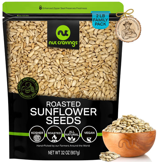 NUT CRAVINGS - Roasted Unsalted Sunflower Seeds Kernels to eat, No Shell Hulled (16oz - 1 LB) Packed Fresh in Resealable Bag - Healthy Protein Snack, Food Assortments