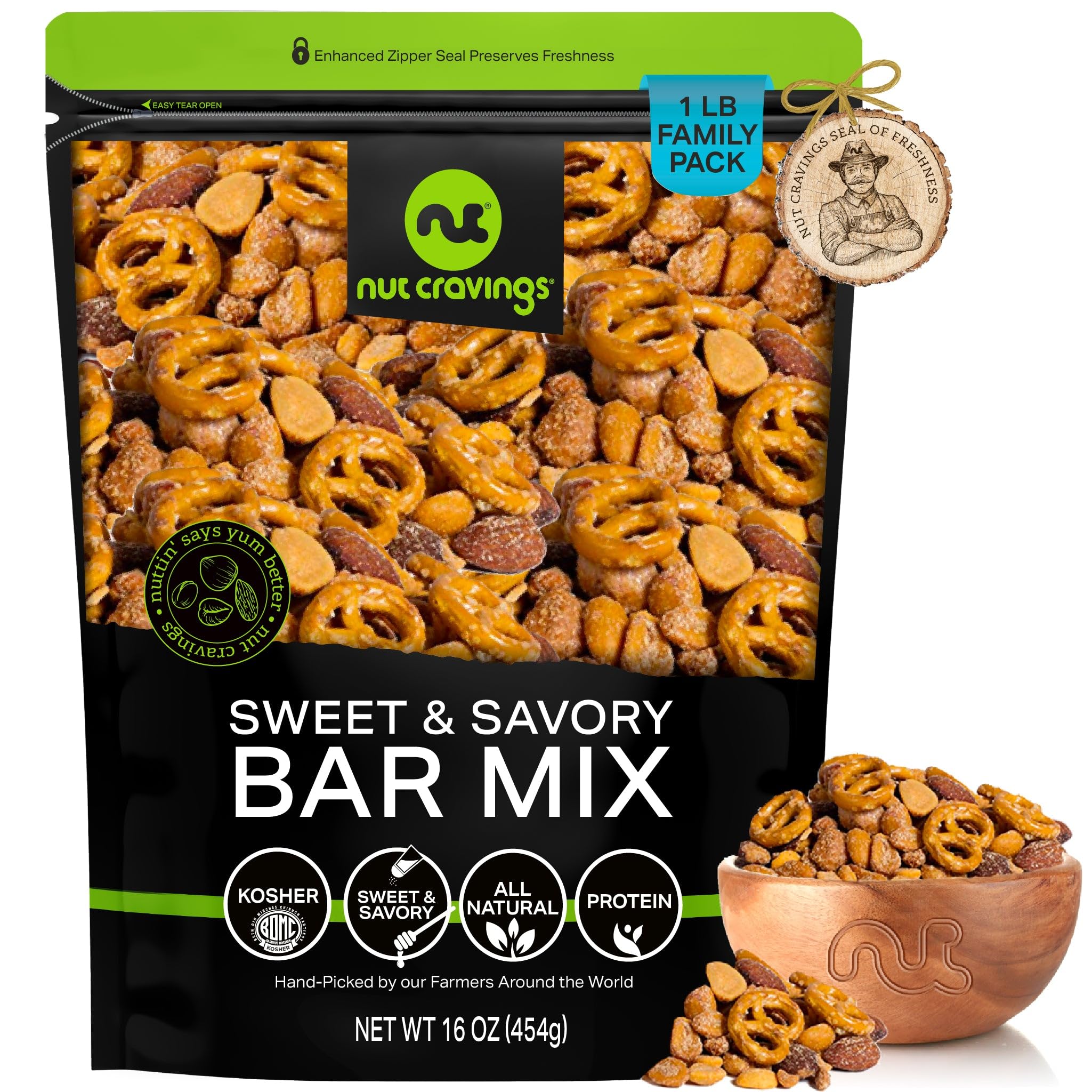 Party Bar Nut Mix, Sweet & Savory — Smoked Almonds, Pretzels