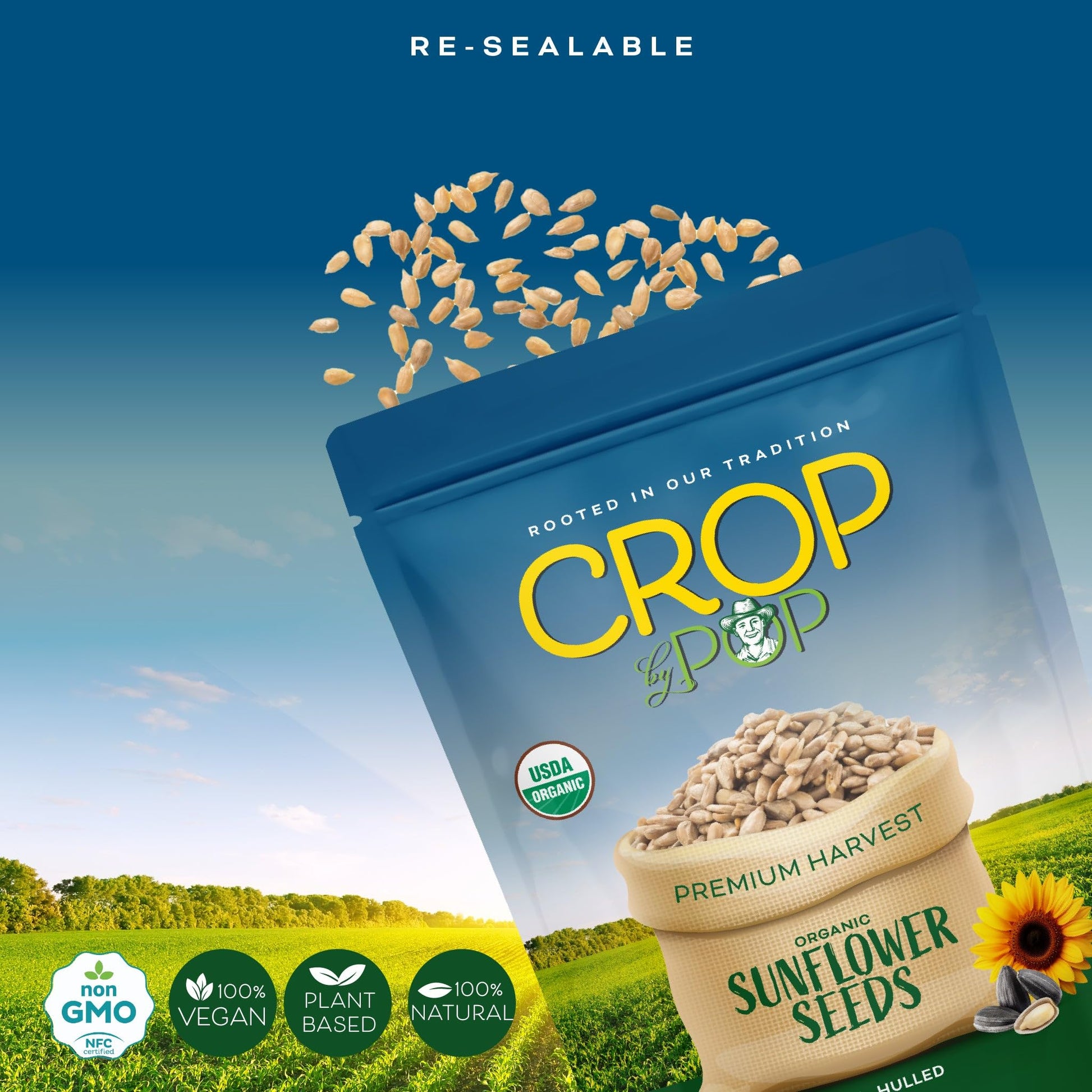 Organic Raw Hulled Sunflower Seed Kernels, Unsalted, Shelled Packed Fresh in Resealable Bag - USDA Organic,… — view 4