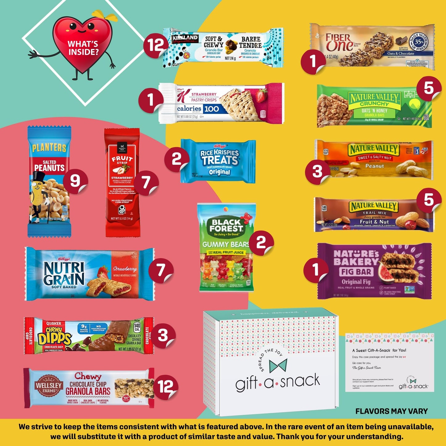 Gift A Snack - Treats, Healthy Granola Breakfast Bars, Snack Box Care Package + Greeting Card Treats Gift… — view 10