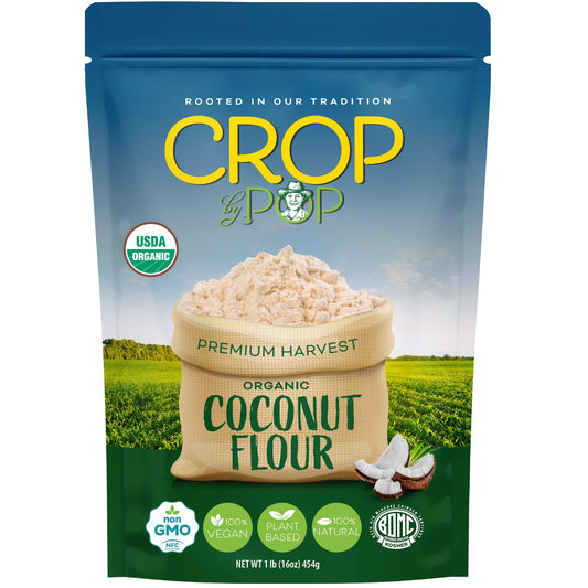 CROP BY POP - Organic Coconut Flour Packed Fresh in Resealable Bag - USDA Organic, Non GMO - Naturally Grown, Vegan, Kosher