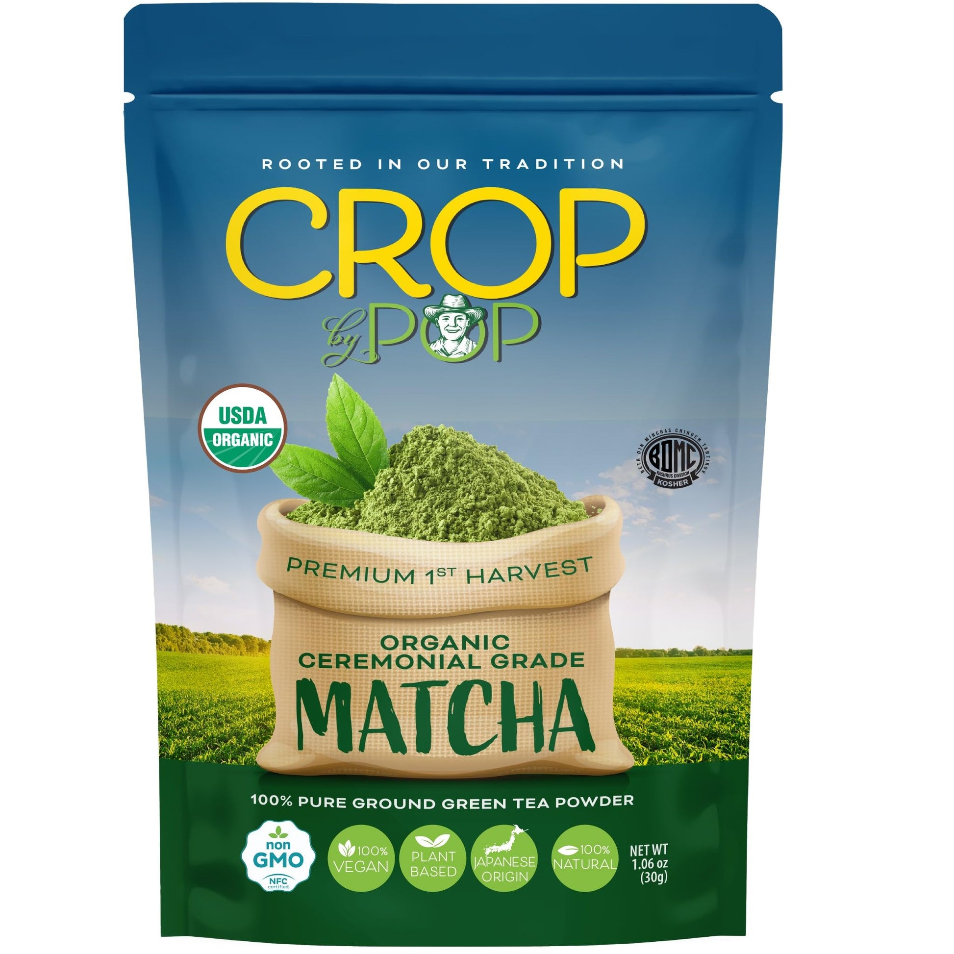 Organic Ceremonial Grade Matcha Green Tea Powder Packed Fresh in Resealable Bag - USDA Organic, Non GMO -…