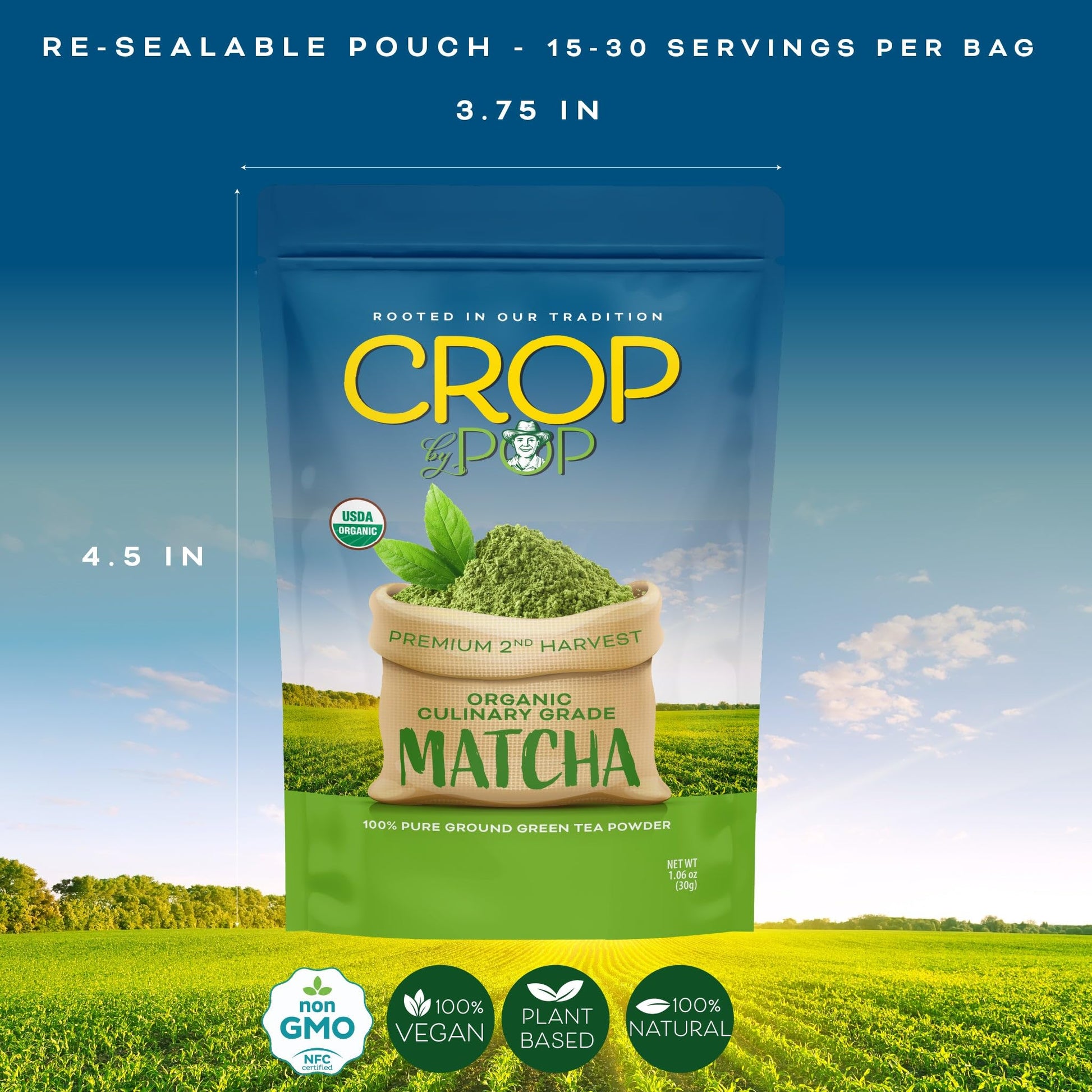 Organic Culinary Grade Matcha Powder Green Tea Powder Packed Fresh in Resealable Bag - USDA Organic, Non GMO… — view 4