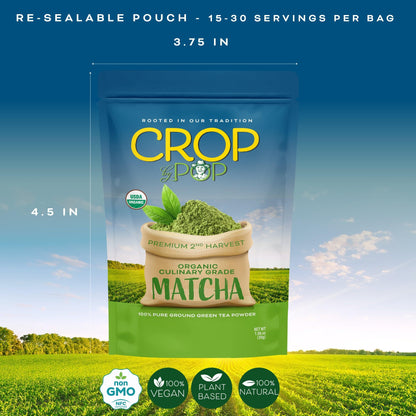 Organic Culinary Grade Matcha Powder Green Tea Powder Packed Fresh in Resealable Bag - USDA Organic, Non GMO… — view 4