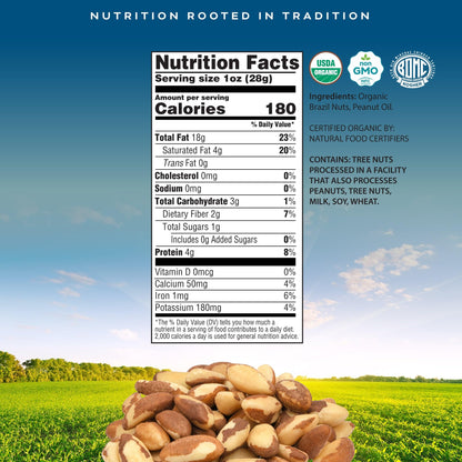 CROP BY POP - Organic Brazil Nuts Roasted & Unsalted Packed Fresh in Resealable Bag - USDA Organic, Non GMO - Naturally Grown, Vegan, Kosher