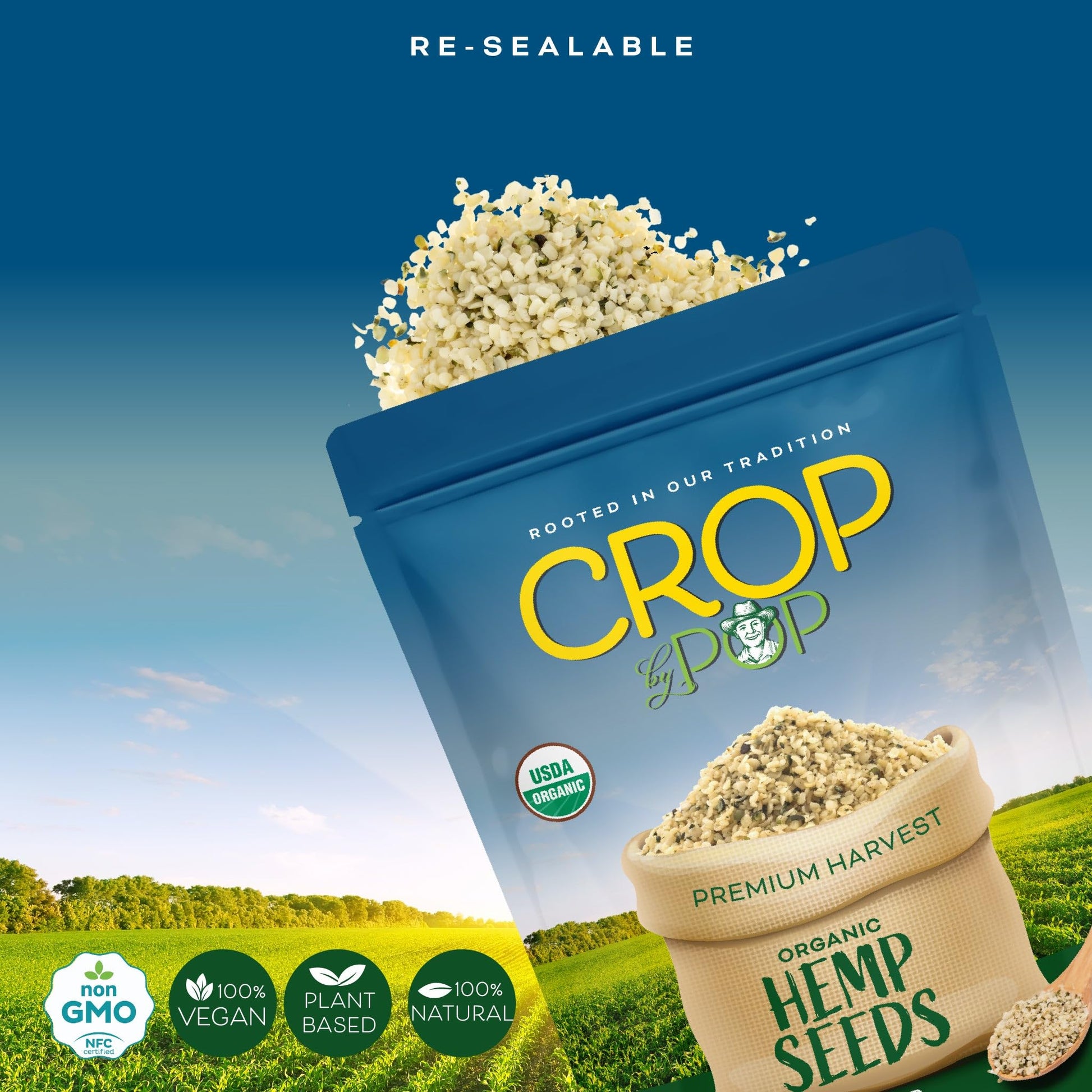 Organic Hemp Seeds To Eat, Shelled Hulled Hemp Hearts Packed Fresh in Resealable Bag - USDA Organic, Non GMO… — view 4
