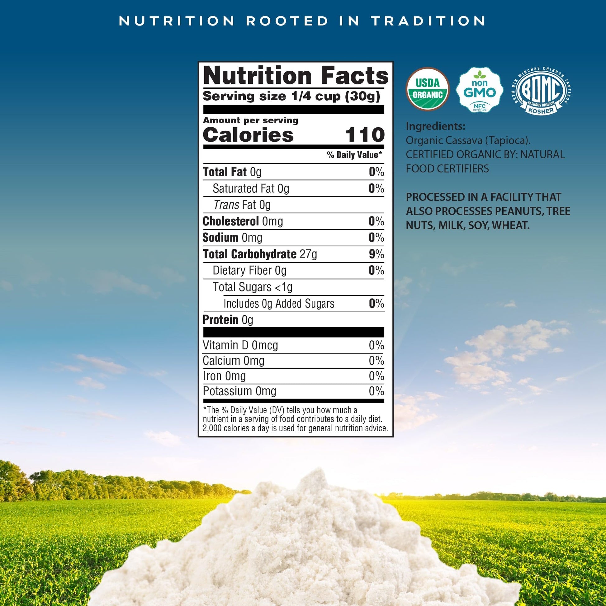 Organic Tapioca Starch Flour Packed Fresh in Resealable Bag - USDA Organic, Non GMO - Food Assortments — view 3