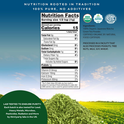 Organic Ceremonial Grade Matcha Green Tea Powder Packed Fresh in Resealable Bag - USDA Organic, Non GMO -… — view 3