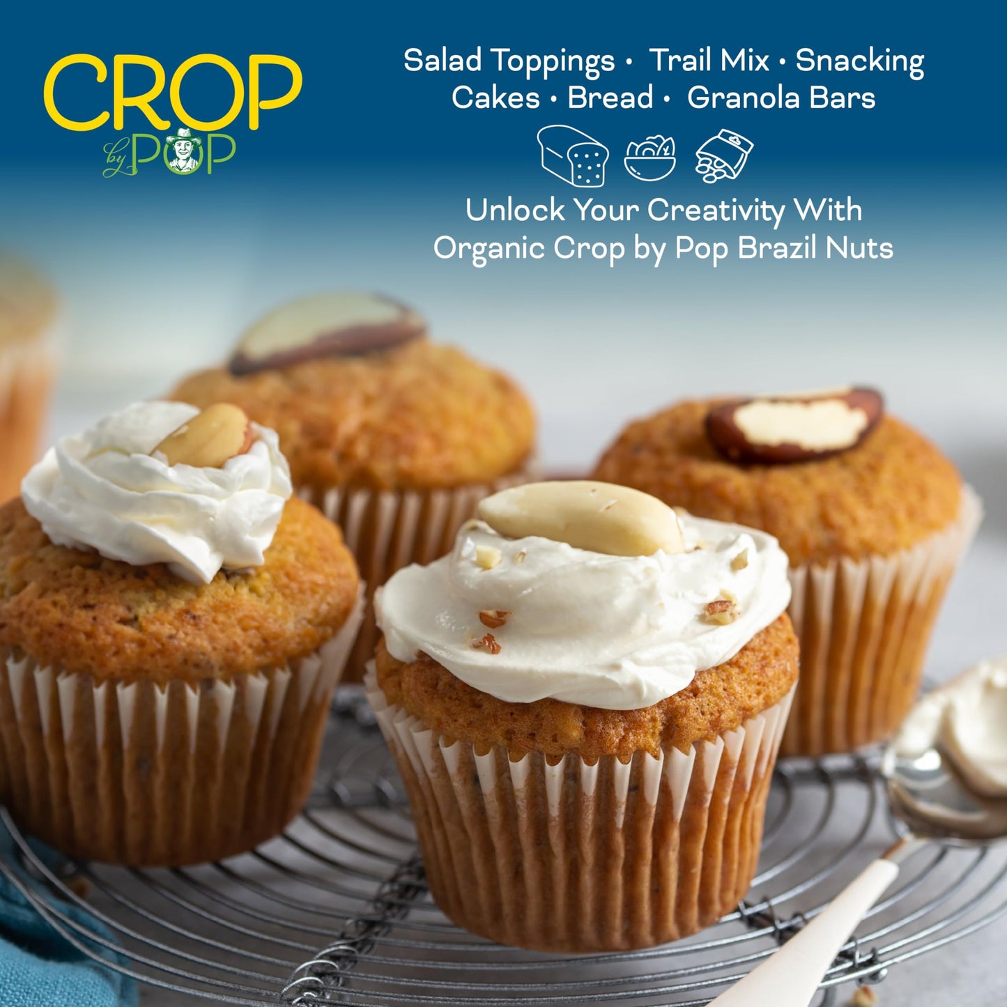 CROP BY POP - Organic Brazil Nuts Roasted & Unsalted Packed Fresh in Resealable Bag - USDA Organic, Non GMO - Naturally Grown, Vegan, Kosher