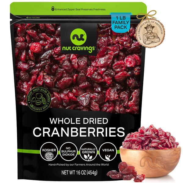 Lightly sweetened dried cranberries, a trail mix ingredient for backpacking food