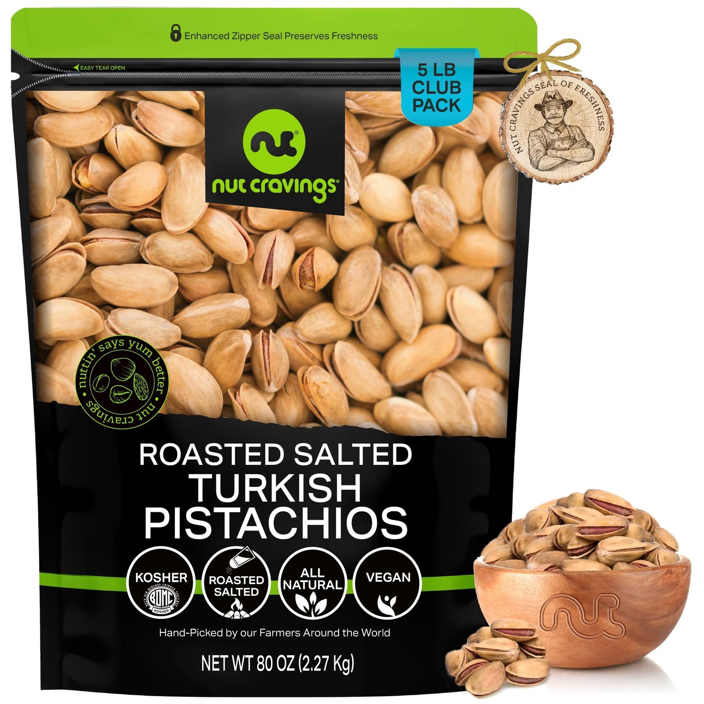 Roasted & Lightly Salted Turkish Pistachios Antep (80oz - 5 LB) Packed Fresh in Resealable Bag - Nut Snack -…