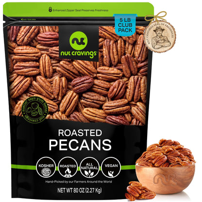 Pecans Halves, Roasted & Unsalted, No Shell (16oz - 1 LB) Packed Fresh in Resealable Bag - Healthy Protein… — view 12