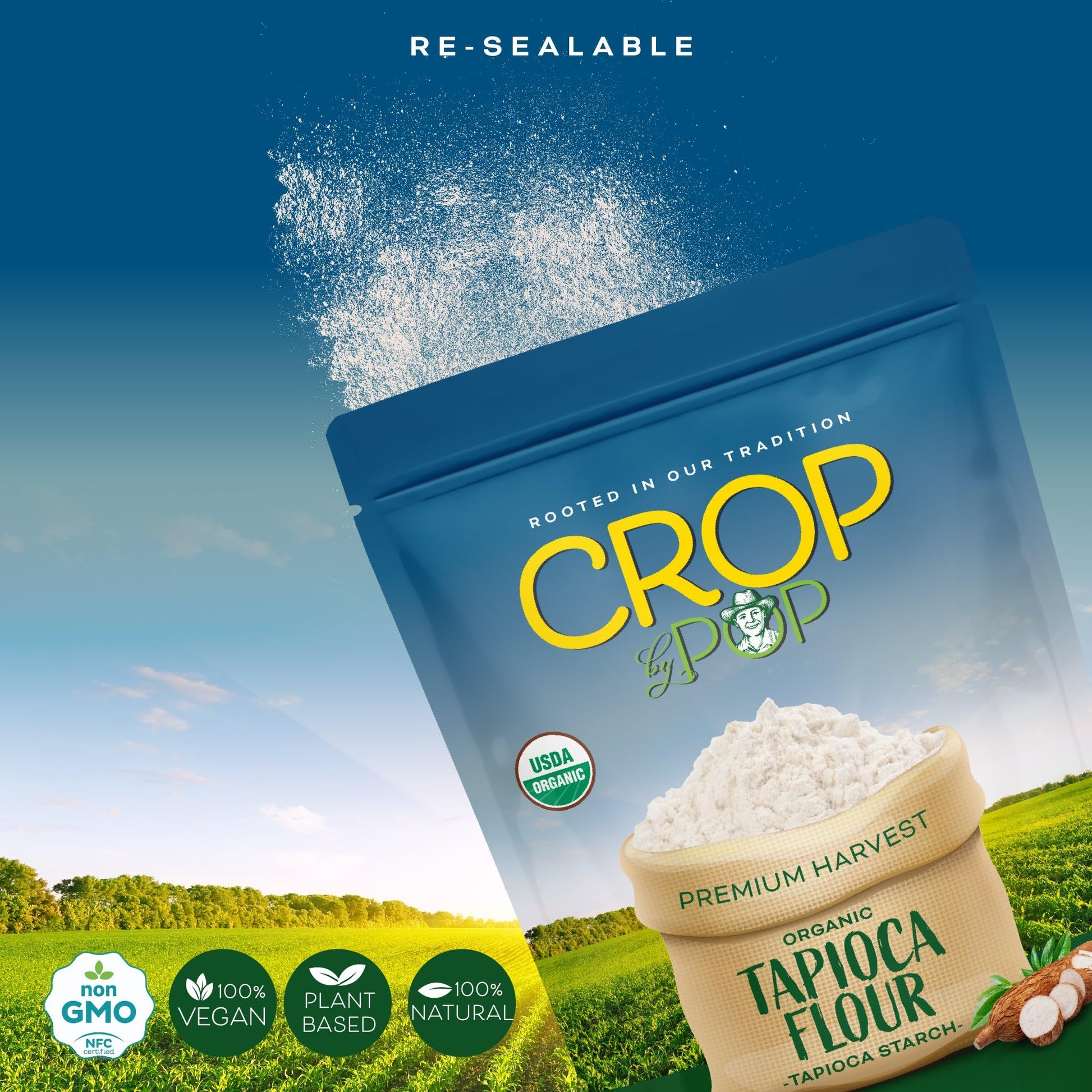 Organic Tapioca Starch Flour Packed Fresh in Resealable Bag - USDA Organic, Non GMO - Food Assortments — view 4