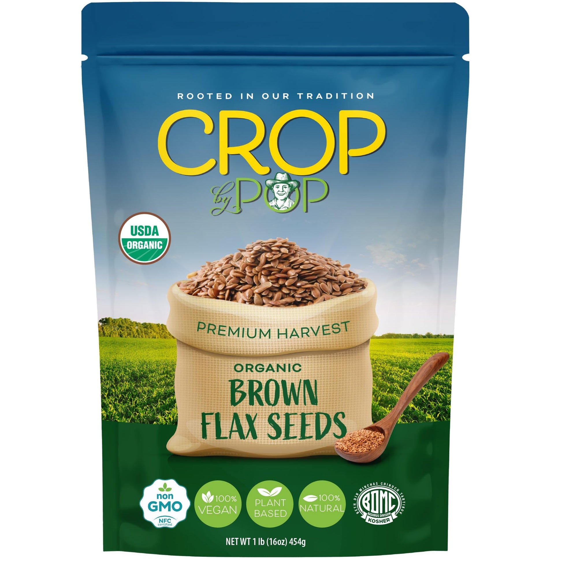 Organic Brown Flax Seeds, Raw, Whole, High Fiber & Omega-3 Packed Fresh in Resealable Bag - USDA Organic, Non…