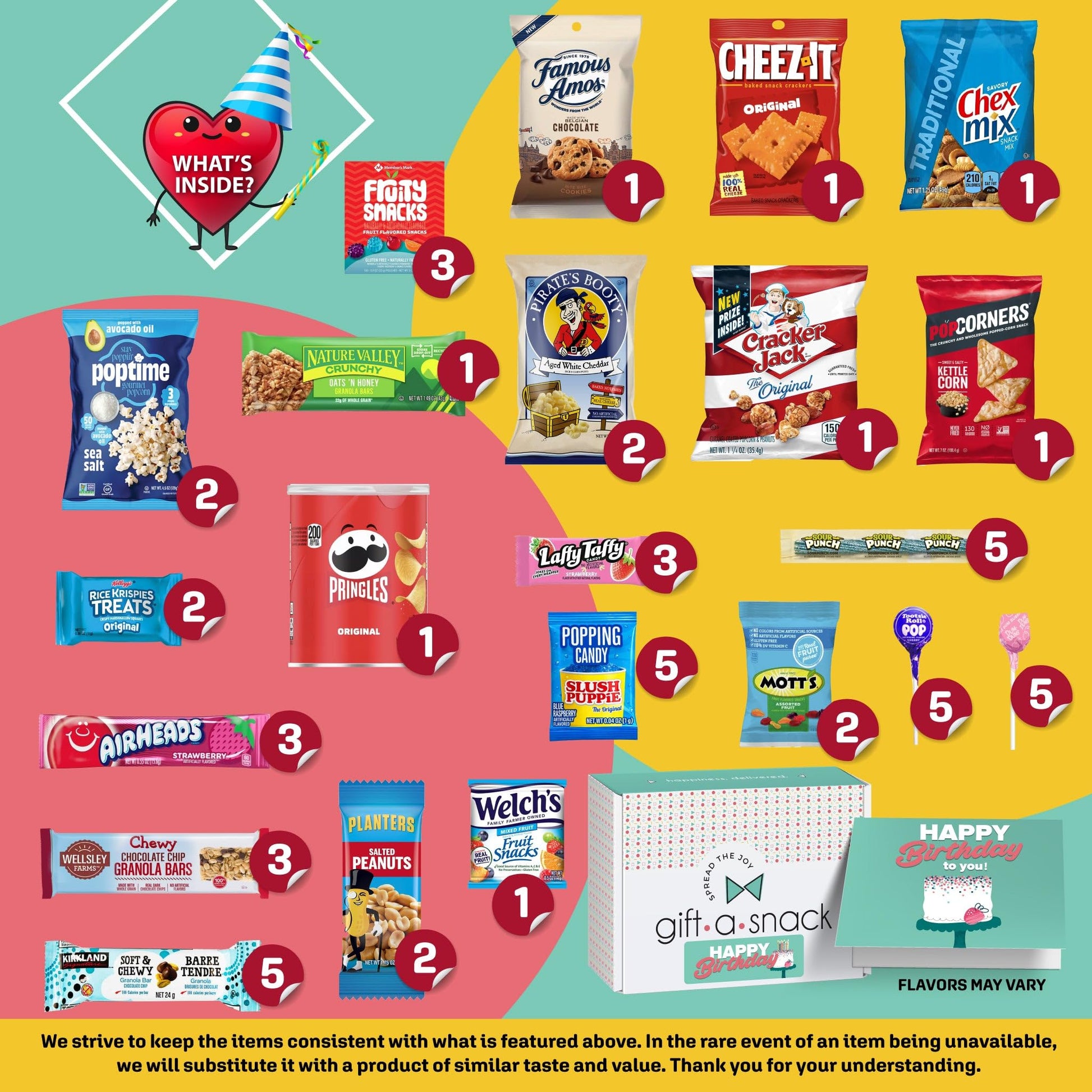 Gift A Snack - Happy Birthday Snack Box Variety Pack Care Package + Greeting Card Bday Sweet Treats Gift… — view 10