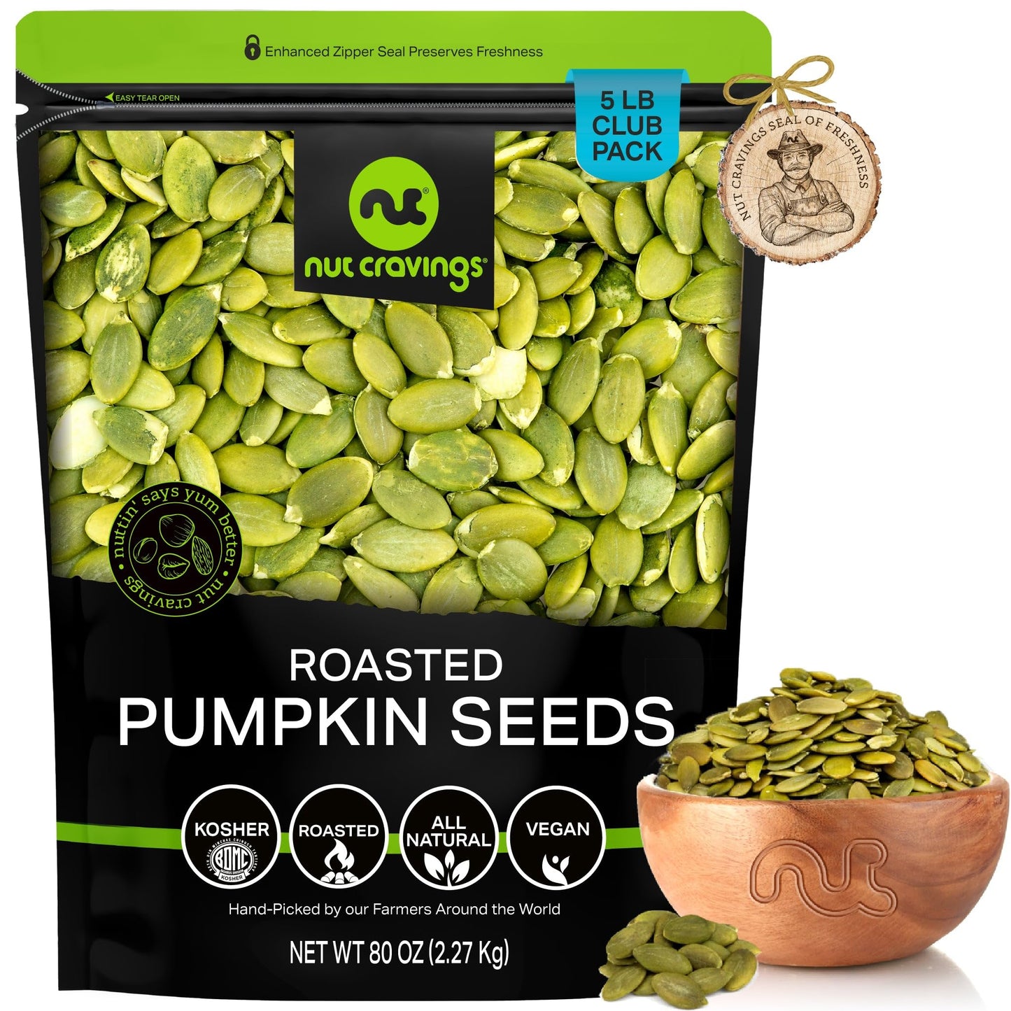 Roasted & Unsalted Pumpkin Seeds Pepitas No Shell Packed Fresh in Resealable Bag - Nut Snack - Food… — view 11