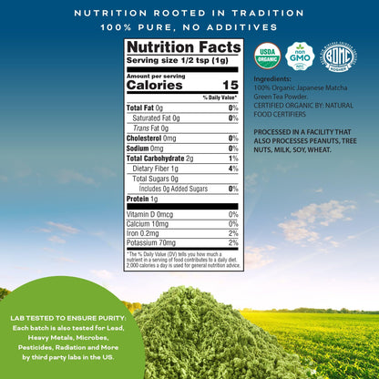 Organic Culinary Grade Matcha Powder Green Tea Powder Packed Fresh in Resealable Bag - USDA Organic, Non GMO… — view 3