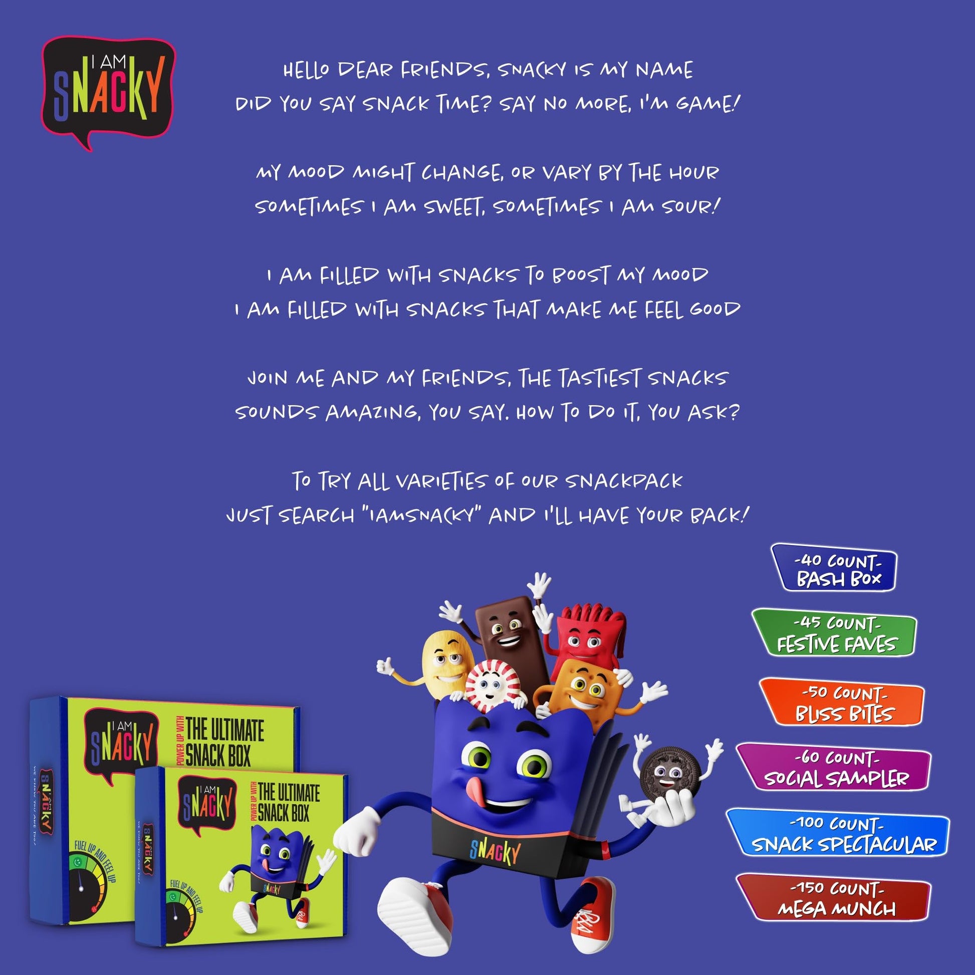 I AM Snacky - Treats, Snack Box Variety Pack Care Package + Greeting Card - SNACKY'S BASH BOX Sweet Treats… — view 7