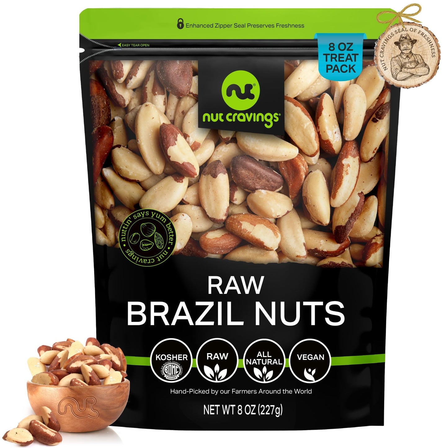 Raw Brazil Nuts Unsalted No Shell Whole Packed Fresh in Resealable Bag - Kosher Healthy Snack Food Assortments — view 14