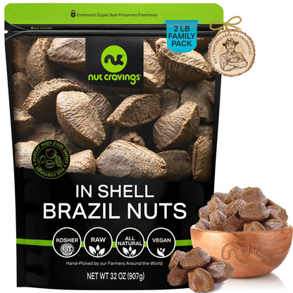Raw Brazil Nuts In Shell - Whole, (16oz - 1 LB) Packed Fresh in Resealable Bag - Healthy Protein Food Snack,…
