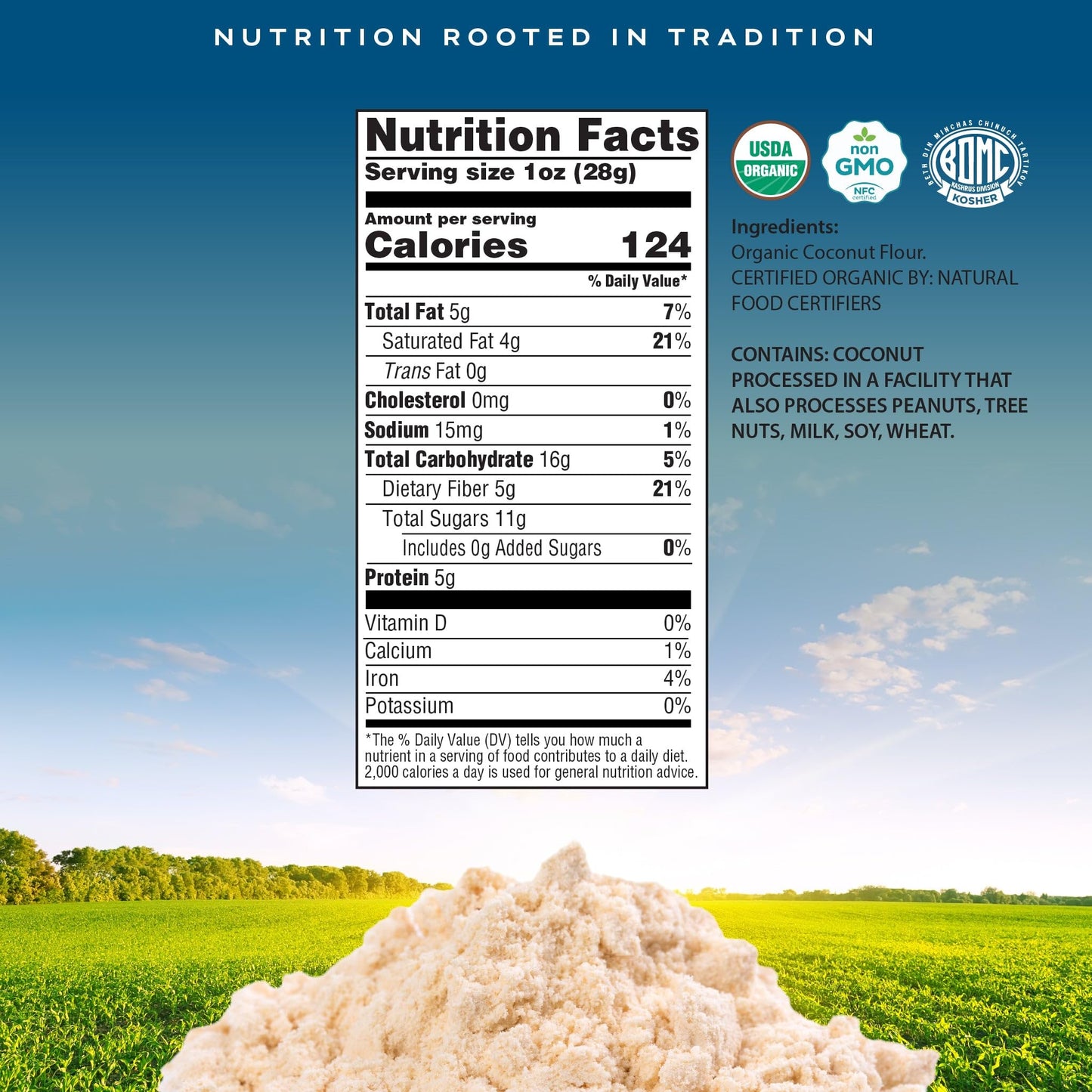 Organic Coconut Flour Packed Fresh in Resealable Bag - USDA Organic, Non GMO - Naturally Grown, Vegan, Kosher — view 3