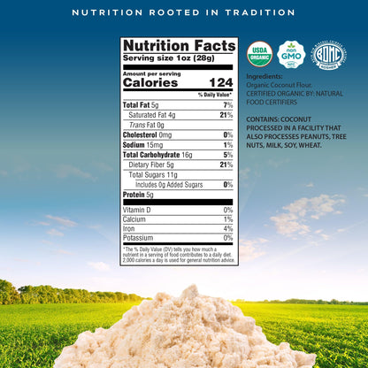 Organic Coconut Flour Packed Fresh in Resealable Bag - USDA Organic, Non GMO - Naturally Grown, Vegan, Kosher — view 3