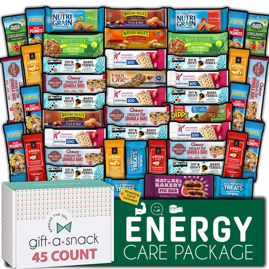 Gift A Snack - Easter Treats, Healthy Granola Breakfast Bars, Snack Box Care Package + Greeting Card Ramadan Gifts Birthday Treats Gift Basket Nutritious Chips Office Food Assortments