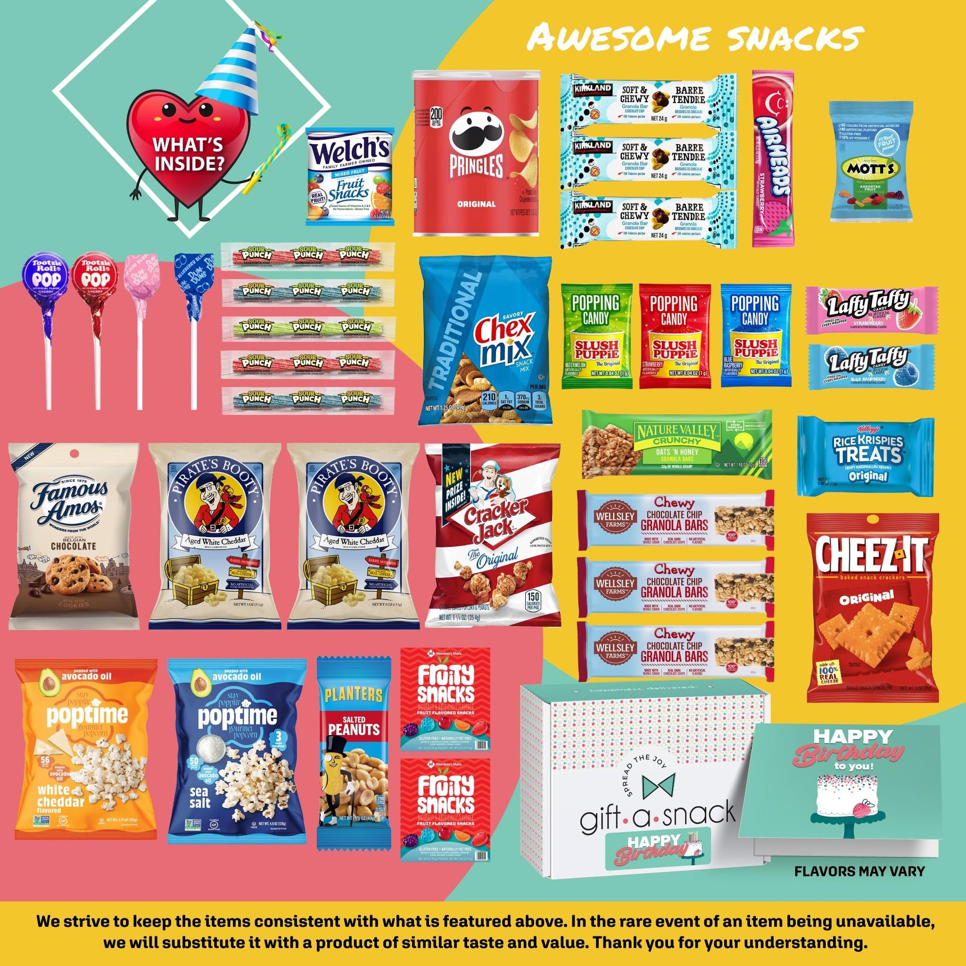 Gift A Snack - Happy Birthday Snack Box Variety Pack Care Package + Greeting Card Bday Sweet Treats Gift… — view 3