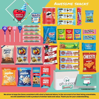 Gift A Snack - Happy Birthday Snack Box Variety Pack Care Package + Greeting Card Bday Sweet Treats Gift… — view 3