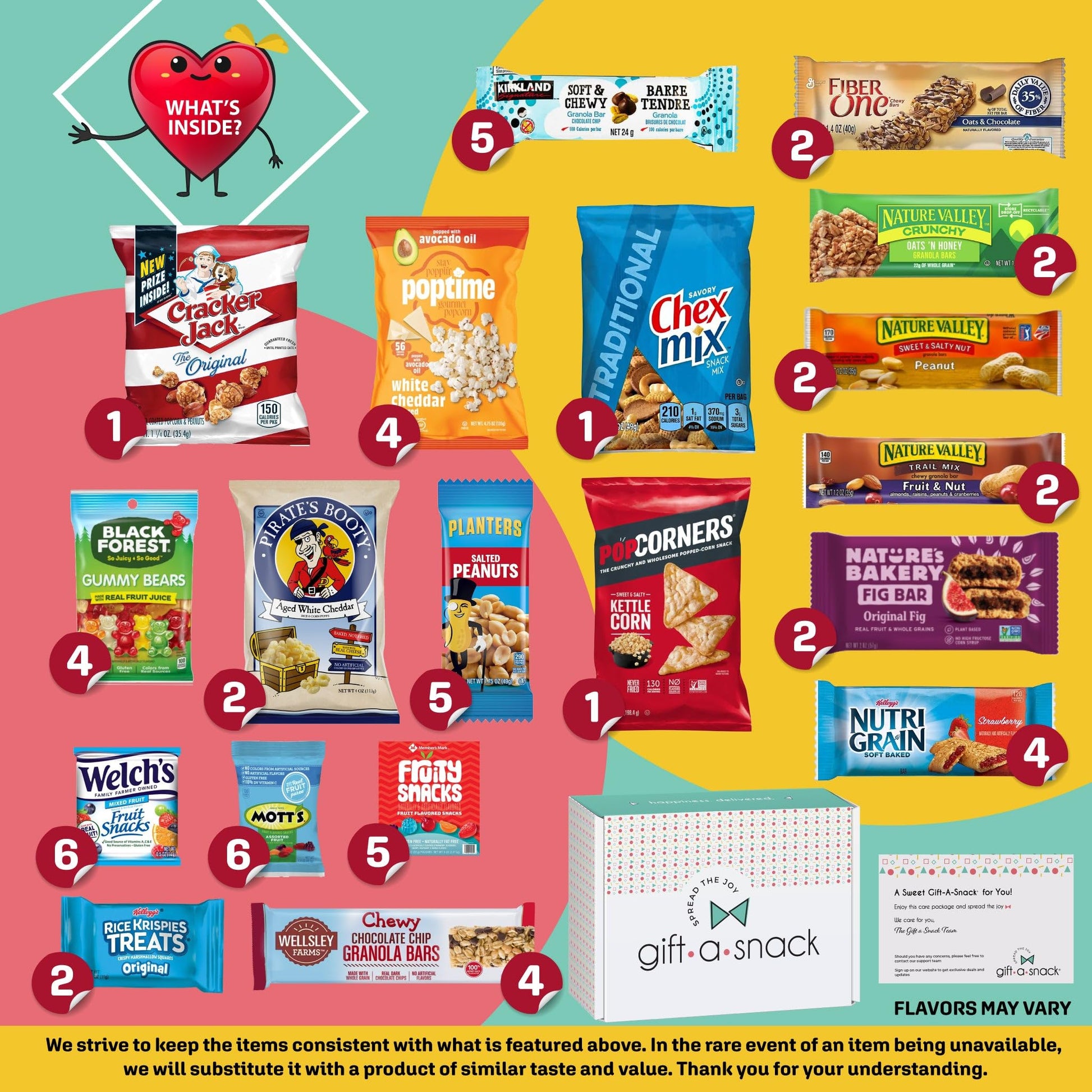 Gift A Snack - Treats, Healthy Snack Box Care Package + Greeting Card Treats Gift Basket, Nutritious Granola… — view 13
