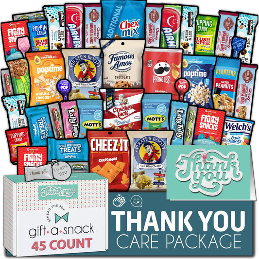 Gift A Snack - Thank You Snack Box Variety Pack Care Package + Greeting Card Appreciation Sweet Treats Gift…