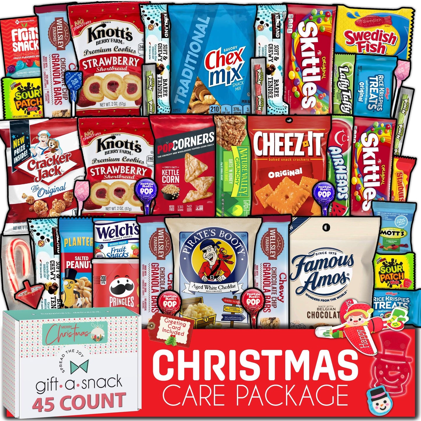 Gift A Snack - Christmas Stocking Stuffed, Pre-filled Holiday Snack Box Care Package + Greeting Card Sweet… — view 8