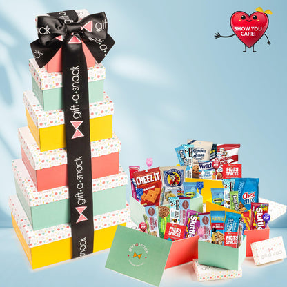 Gift A Snack - Tower Snack Box Variety Pack Care Package + Greeting Card Sweet Treats Gift Basket, Candies… — view 2