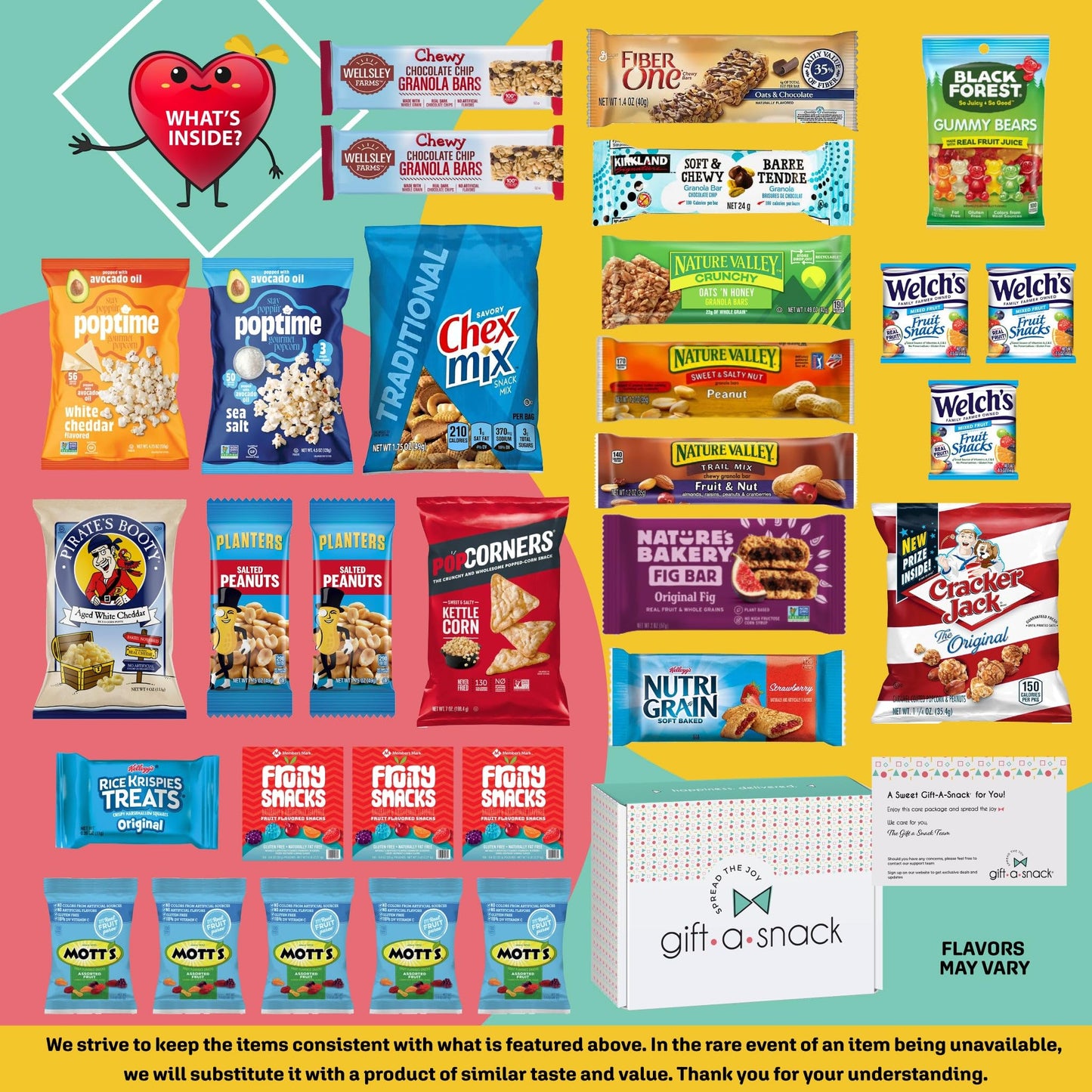 Gift A Snack - Treats, Healthy Snack Box Care Package + Greeting Card Treats Gift Basket, Nutritious Granola… — view 3