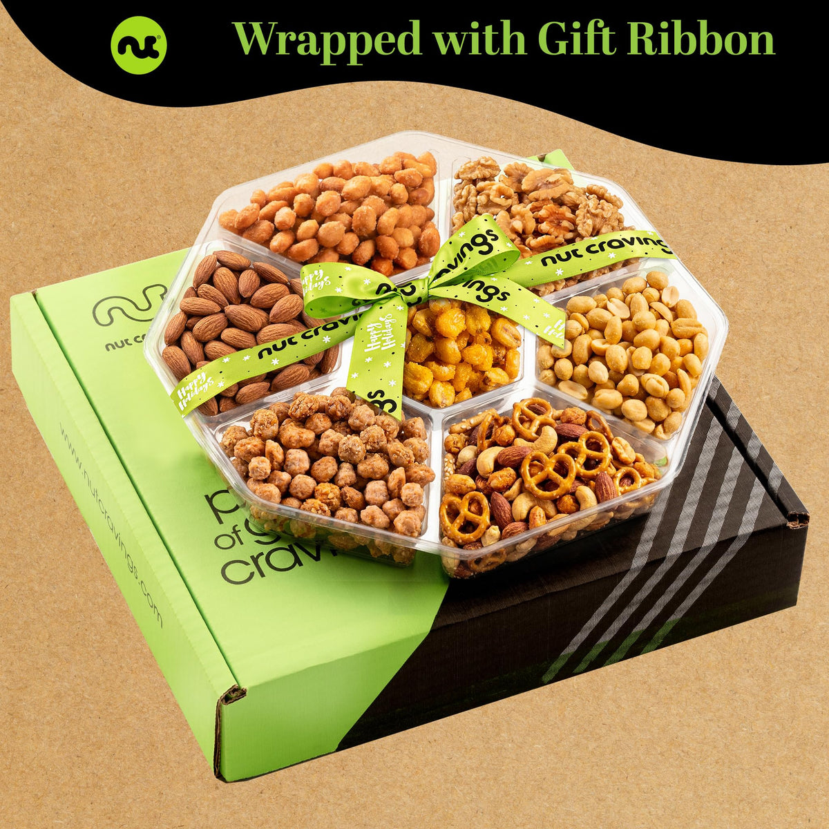 Happy Holidays Mixed Nuts Sectional Tray Large