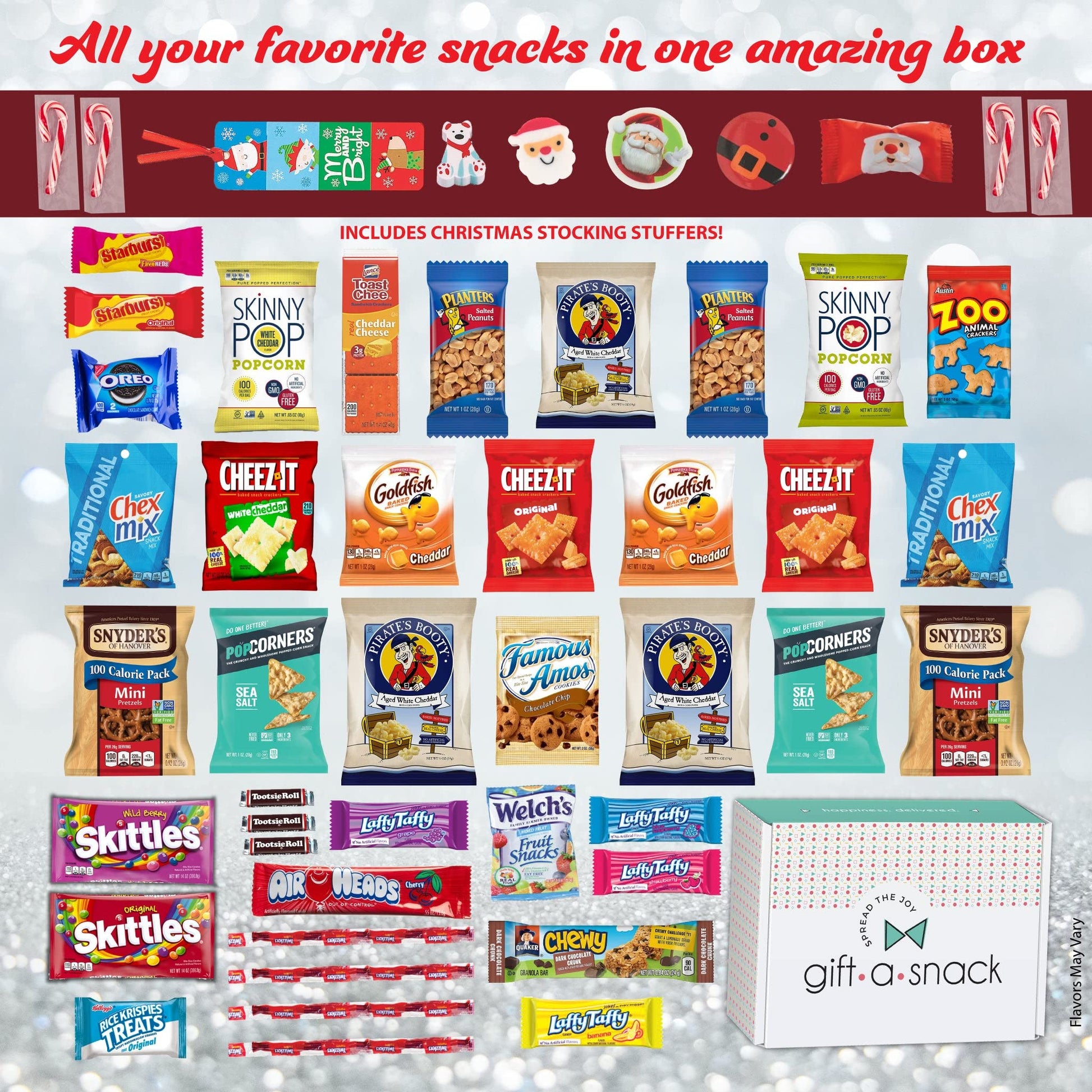 Gift A Snack - Christmas Stocking Stuffed, Pre-filled Holiday Snack Box Care Package + Greeting Card Sweet… — view 14