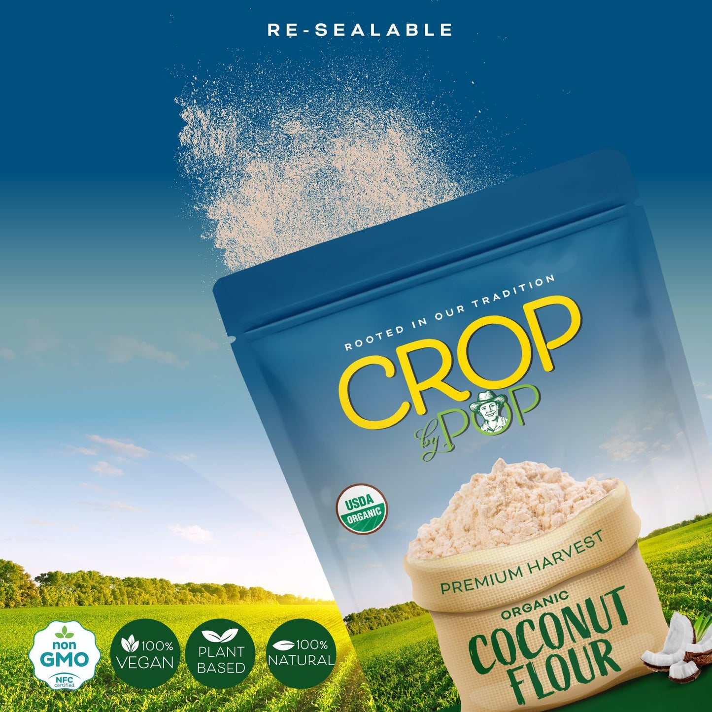 Organic Coconut Flour Packed Fresh in Resealable Bag - USDA Organic, Non GMO - Naturally Grown, Vegan, Kosher — view 4