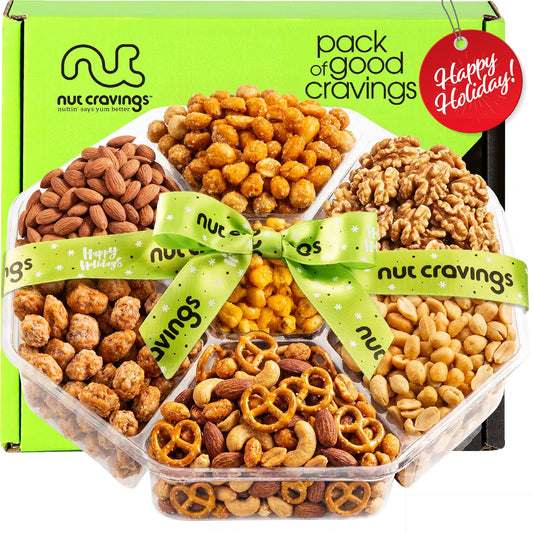 Happy Holidays Mixed Nuts Sectional Tray Large