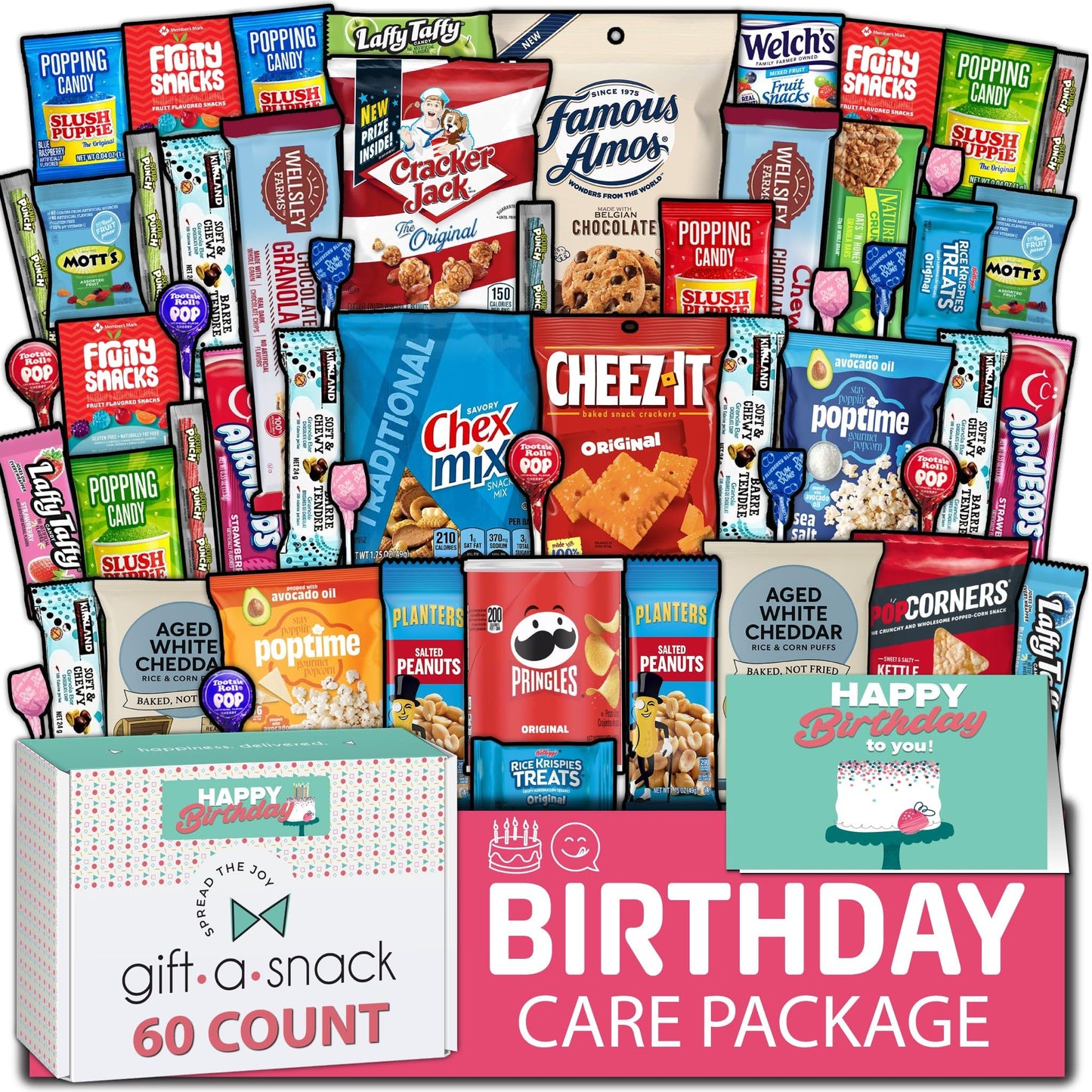 Gift A Snack - Happy Birthday Snack Box Variety Pack Care Package + Greeting Card Bday Sweet Treats Gift… — view 8
