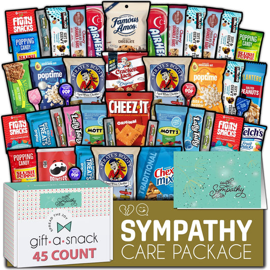 Gift A Snack - Sympathy Snack Box Care Package + Greeting Card Condolence for Loss of Loved One, Dog Pet Cat Memorial Sweet Treats Gift Basket - Office Food Assortments