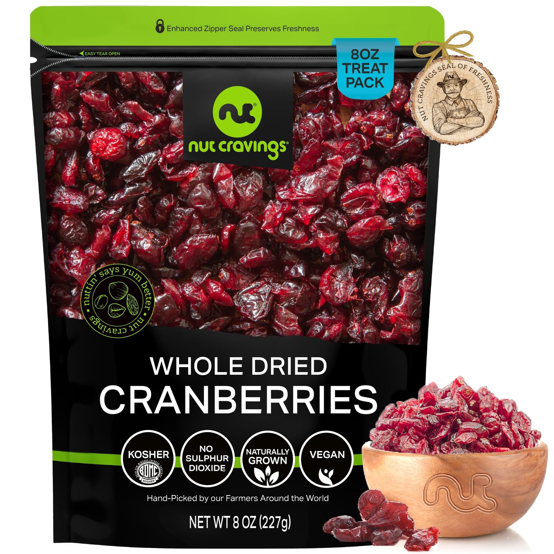 Dried Cranberries — Lightly Sweetened — 8 oz