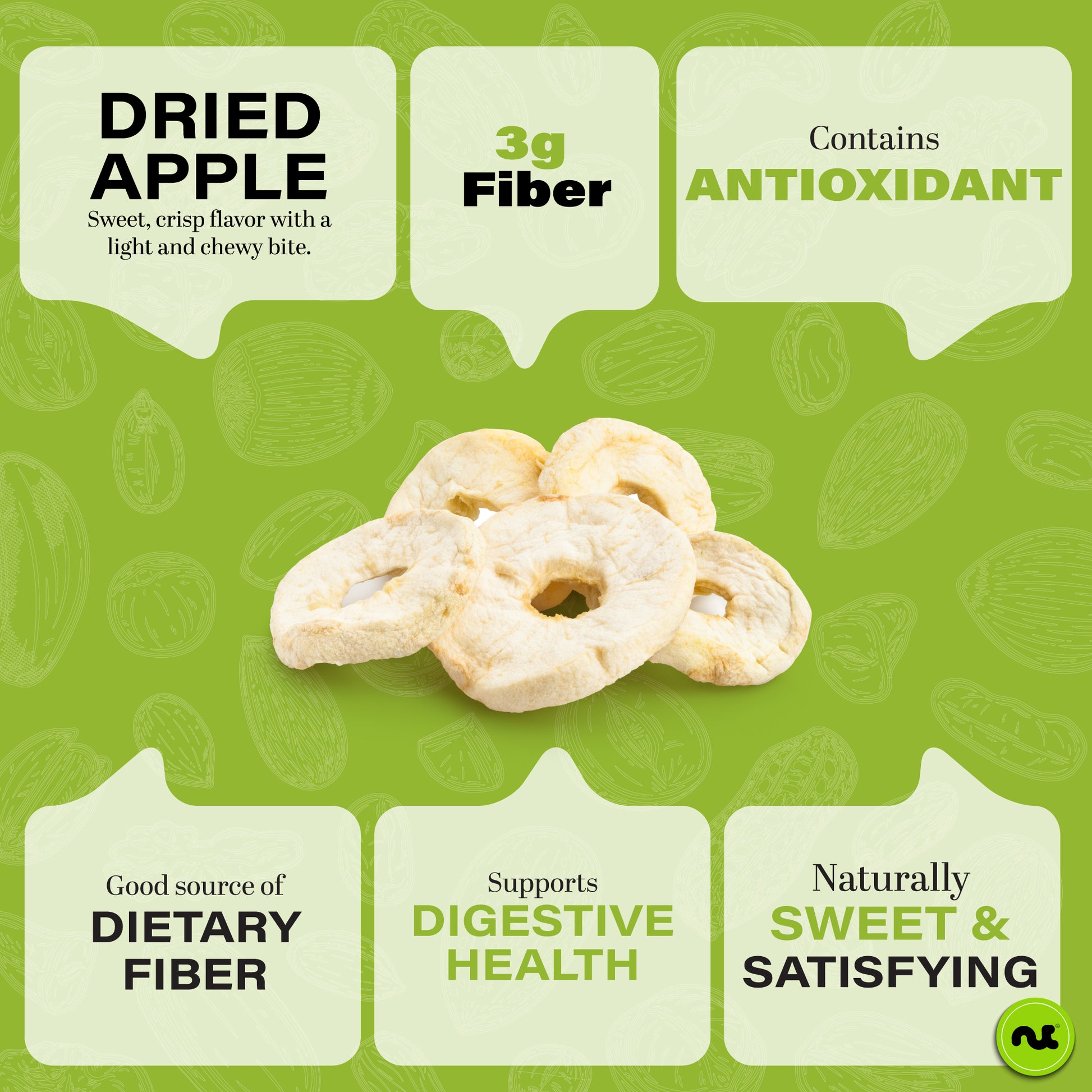 Dried Apple Rings Slices, No Sugar Added - Chewy Soft Texture (16oz, 1 LB) Sweet Healthy Snack, Vegan,… — view 3