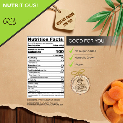 Dried Turkish Apricots, No Sugar Added, Unsweetened (16oz, 1 LB) Sweet Healthy Snack, Vegan, Resealable Bag — view 2